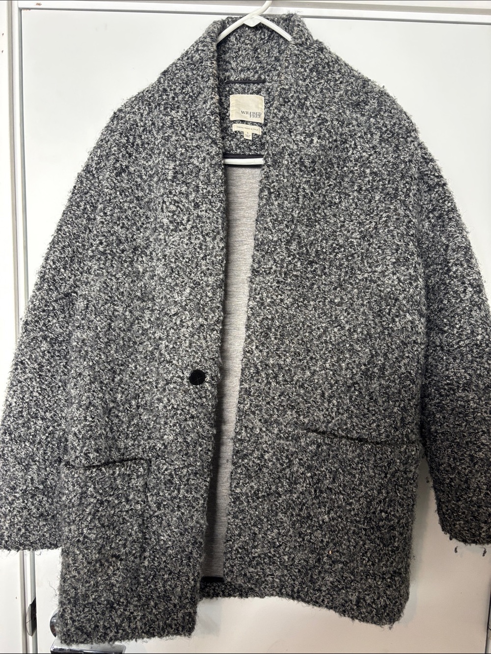 Gray Bouclé Shawl Collar women Coat